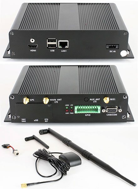 FleetPC-ARM-300 Car-PC (NXP iMX6 Quad-Core, Android 6, 2GB RAM/4GB NAND, Autostart-Controller, 9-36V Automotive Netzteil, GPS/LTE/CAN/RS232/WLAN/BT/LAN/HDMI) [<b>LFTERLOS</b>]
