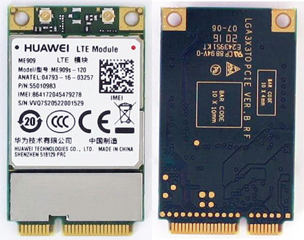 HSPA / UMTS / EDGE / <b>LTE 4G</b> Mini-PCIe Modem (Huawei ME909s-120 V1 55010983)