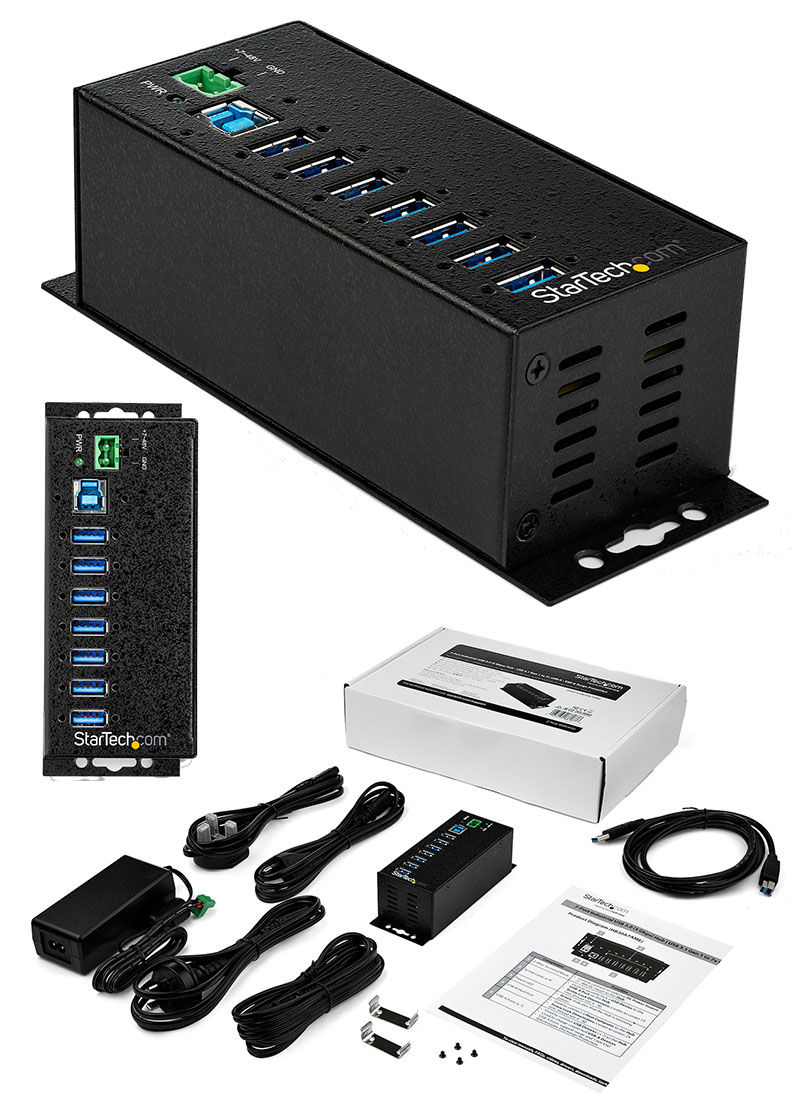 Startech HB30A7AME USB 3.0 Hub (Industriell, Metall, 350W)